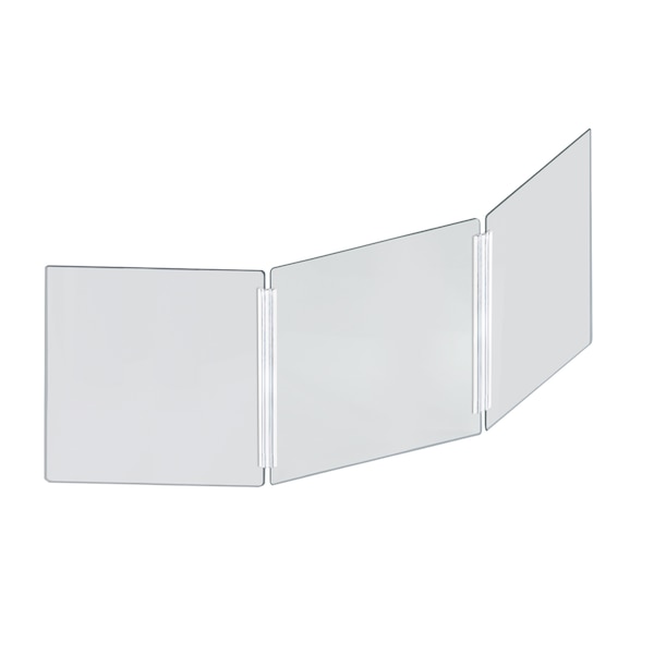 Medium Tri Fold Clear Acrylic Plexiglass Shield PPE 53.5 inx23.5 in